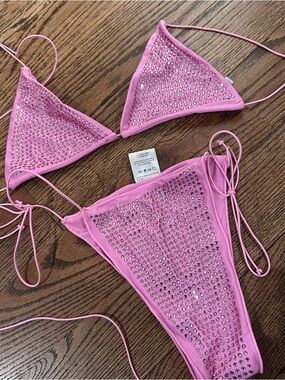 Edikted Pink Rhinestone Bikini